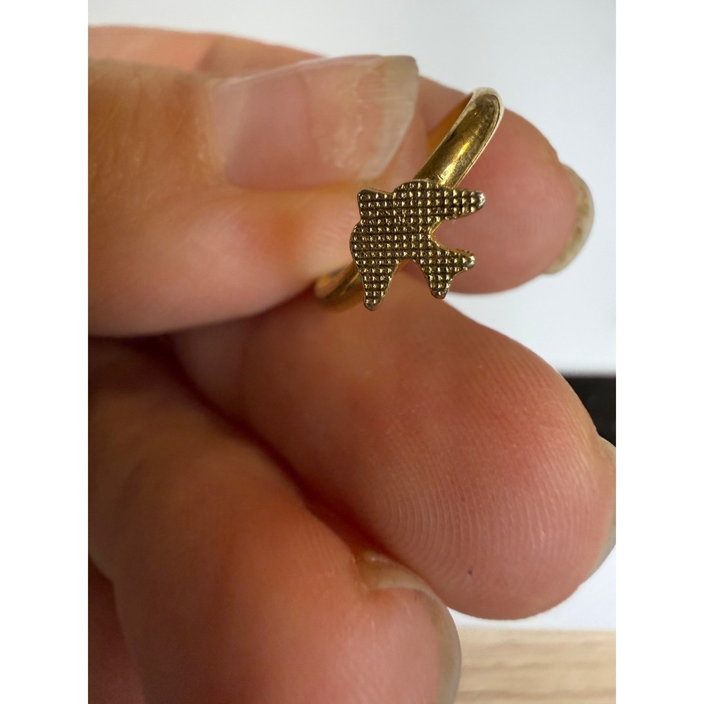 Gold Tone Textured Bird Bypass Ring Size 6 Minimalist Dainty Jewelry - Picture 4 of 4